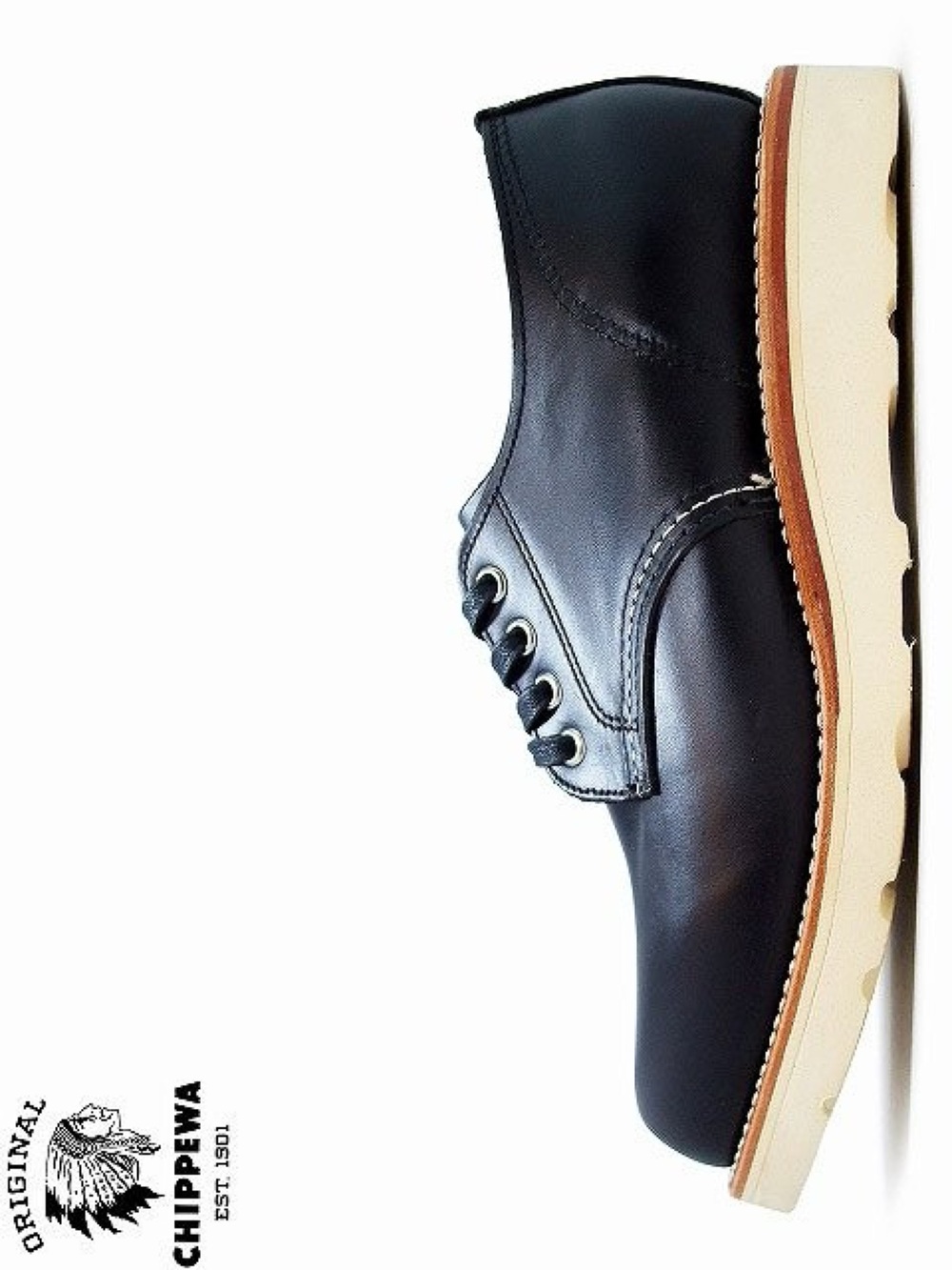 Chippewa 1901M43 Aldrich Black Whirlwind General Utility Plain Toe Oxford 7.5
